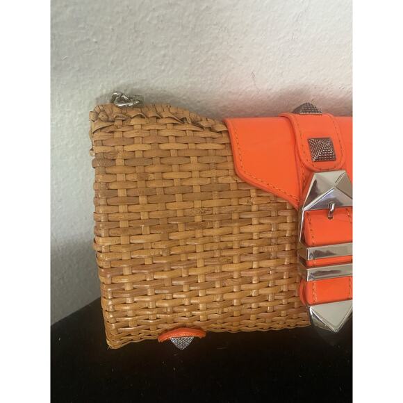 Rebecca Minkoff Neon Orange Straw Purse - Picture 9 of 14